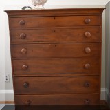 F40. Antique 6-drawer dresser. Cracked on sides. 50”h x 40”w x 20”d - $875 